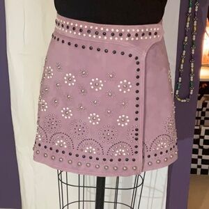 Nasty Gal beautiful beaded suede wrap skirt size medium